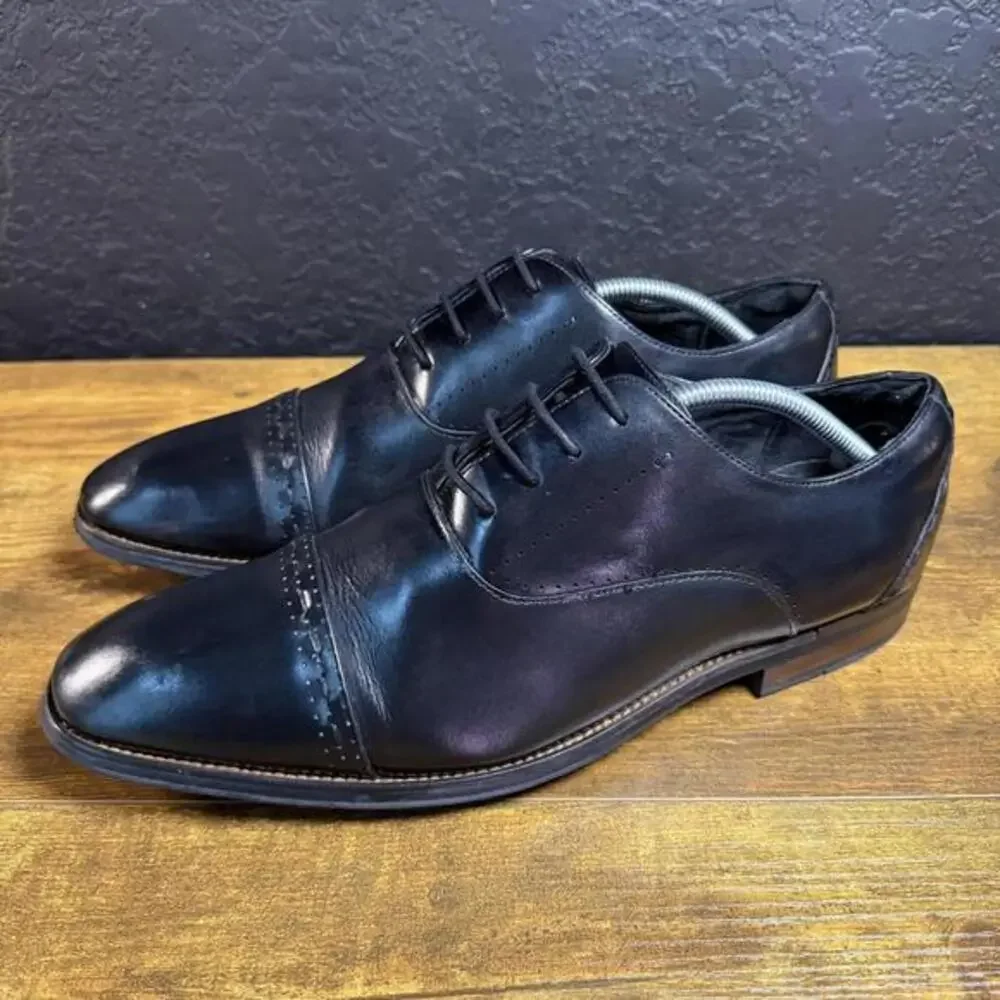 Stacy Adams Dickinson 25196-001 Black‎ Leather Cap Toe Oxford Mens Size 10.5M
